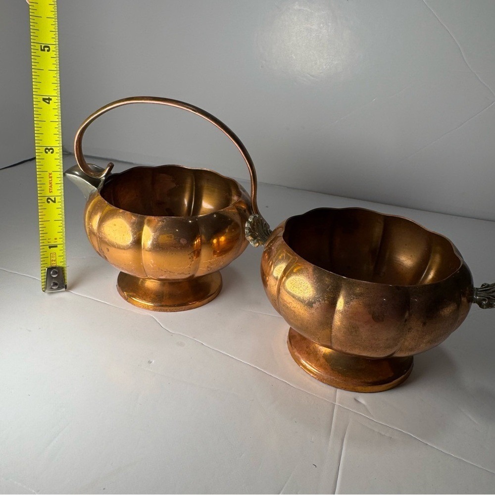 Vintage 70s Venetian Copper Morton Parker Sugar Creamer Cottagecore Farmhouse - Picture 13 of 14